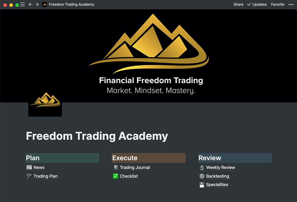 Trading Dashboard Journal Freedom Trading Academy